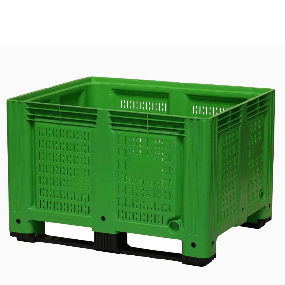 Green Plastic Pallet Box with vented side and base